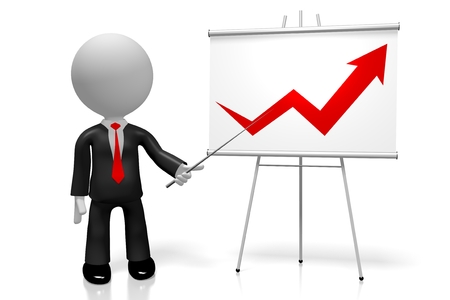 3D businessman/ growth chart conceptの写真素材