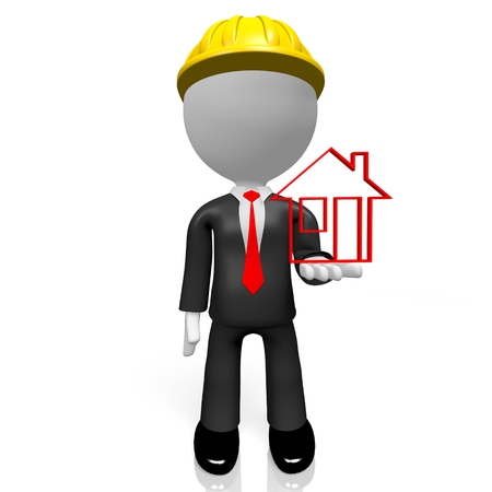 3D construction company/ house shapeの写真素材