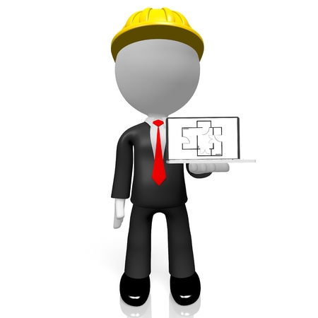 3D construction company/ laptopの写真素材