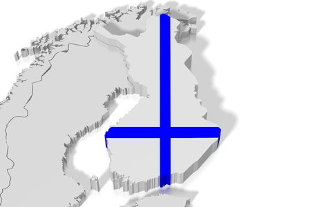 3D map, flag - Finlandの写真素材