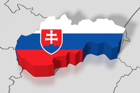 3D map, flag - Slovakiaの写真素材