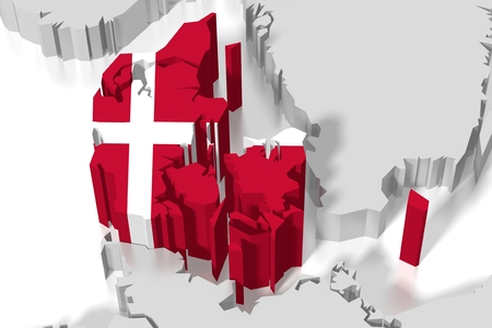 3D map, flag - Denmarkの写真素材