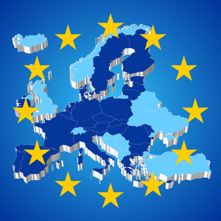 European Union map and flagの写真素材