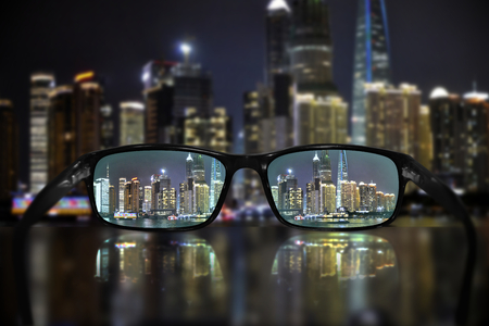 Glasses, vision concept, Shanghaiの写真素材