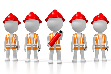 3D fireman brigade, white backgroundの写真素材