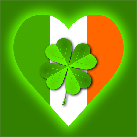 St. Patrick's Day illustration - heart, clover/ shamrockの写真素材