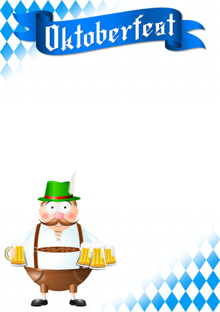 Oktoberfest illustration - waiter with beerの写真素材