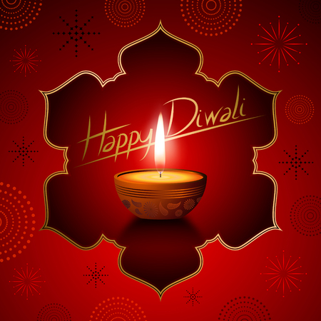 Happy Diwali card with a candleの写真素材
