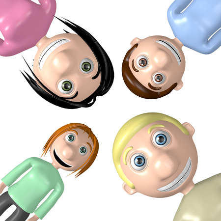 3D happy family, teamwork conceptの写真素材