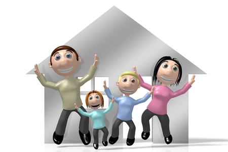 3D happy family, house conceptの写真素材