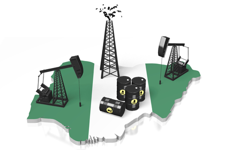 3D oil wells in Nigeria conceptの写真素材