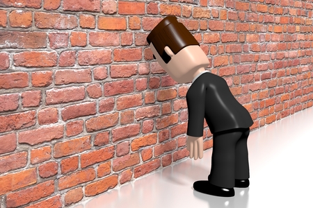 Banging head against the wall/ frustration conceptの写真素材