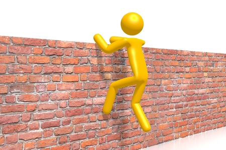 Jumping over wall, overcoming problems conceptの写真素材