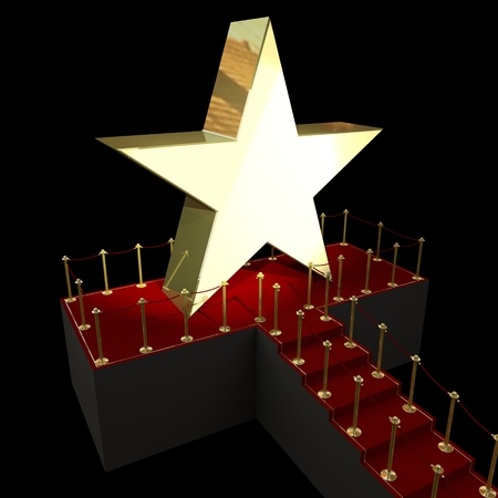 3D star, red carpet conceptの写真素材