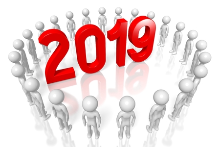 3D 2019 New Year concept - cartoon charactersの写真素材