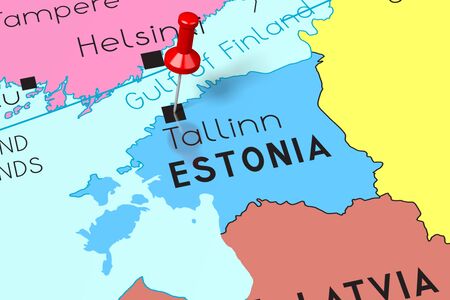 Estonia, Tallinn - capital city, pinned on political mapの写真素材