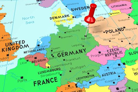 Germany, Berlin - capital city, pinned on political mapの写真素材