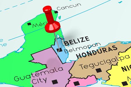 Belize, Belmopan - capital city, pinned on political mapの写真素材