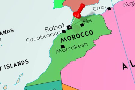 Morocco, Rabat - capital city, pinned on political mapの写真素材
