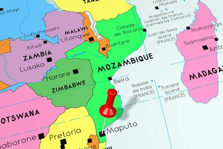 Mozambique, Maputo - capital city, pinned on political mapの写真素材