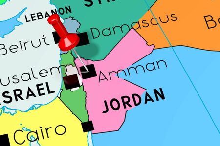 Jordan, Amman - capital city, pinned on political mapの写真素材