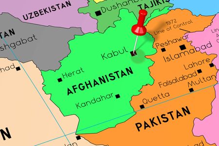 Afghanistan, Kabul - capital city, pinned on political mapの写真素材