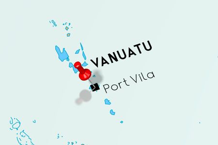 Vanuatu, Port Vila - capital city, pinned on political mapの写真素材