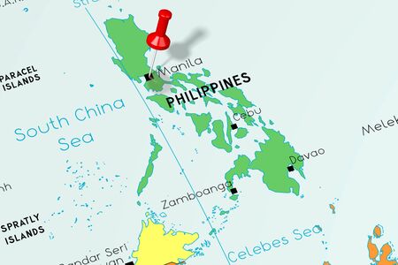 Philippines, Manila - capital city, pinned on political mapの写真素材