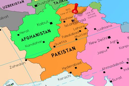 Pakistan, Islamabad - capital city, pinned on political mapの写真素材