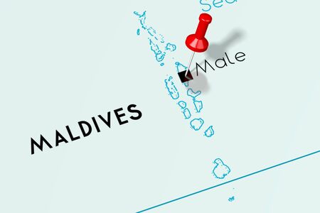 Maldives, Male - capital city, pinned on political mapの写真素材