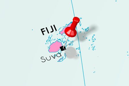 Fiji, Suva - capital city, pinned on political mapの写真素材