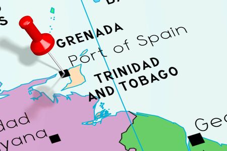 Trinidad and Tobago, Port of Spain - capital city, pinned on political mapの写真素材
