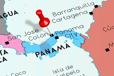 Panama, Panama City - capital city, pinned on political mapの写真素材