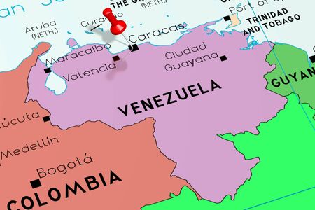 Venezuela, Caracas - capital city, pinned on political mapの写真素材