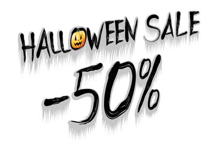 Halloween sale -50% illustration - on white backgroundの写真素材