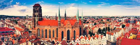 St. Mary's Cathedral, Old Town in Gdansk, Poland - panoramaの写真素材