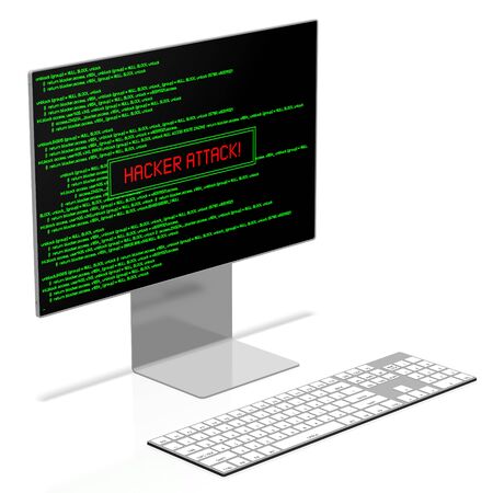 3D hacker attack concept -monitor, keyboardの写真素材