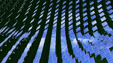 Solar panels - renewable energy concept. 3D renderingの写真素材
