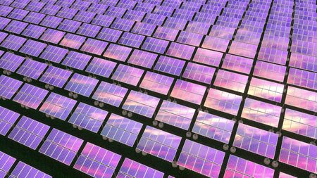 Solar panels - renewable energy concept. 3D rendering