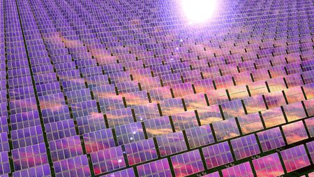 Solar panels - renewable energy concept. 3D renderingの写真素材