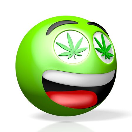 Marijuana moji/ emoticon - 3D renderingの写真素材