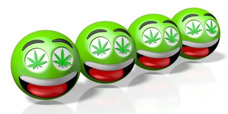 Marijuana/ cannabis emojis/ emoticons - 3D renderingの写真素材