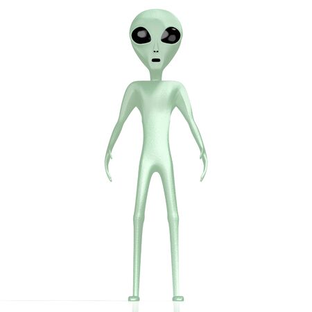 Green alien, extraterrestrial 3D rendering