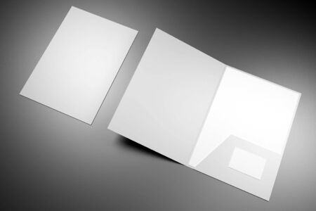 File folder mockup - front cover and opened - 3D rendering