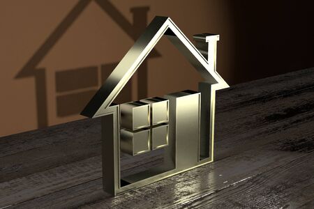 House shape - great for topics like real estate/ mortgage/ house sale - 3D renderingの写真素材
