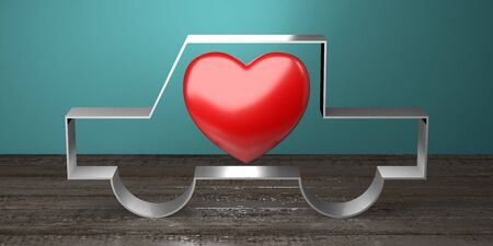 Car shape, heart shape - sale/ insurance concept - 3D renderingの写真素材