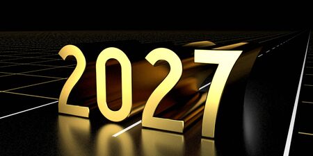 2027 concept, road - 3D renderingの写真素材