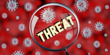 Epidemic outbreak concept, magnifying glass - 3D illustrationの写真素材