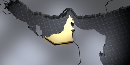 United Arab Emirates - country shape - 3D illustrationの写真素材