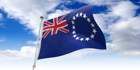 Cook Islands - waving flag - 3D illustrationの写真素材